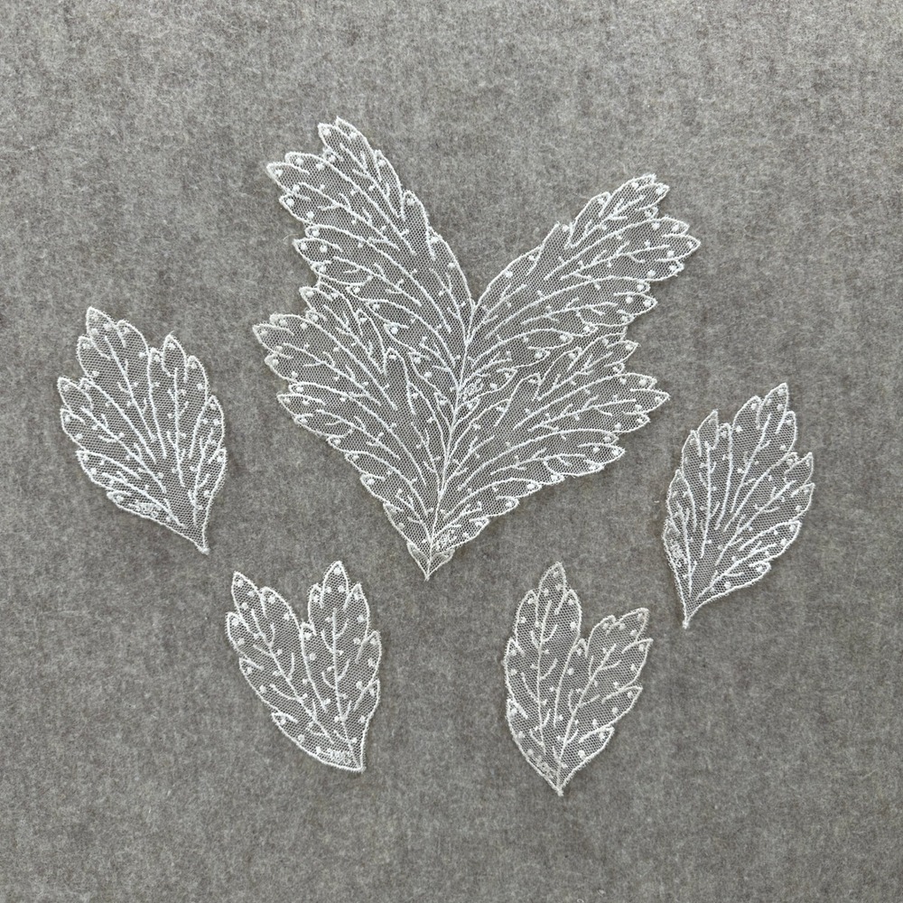 VTG Hand Made‎ Lace Leaf Appliques Set of 5 for Crafts Sewing DIY